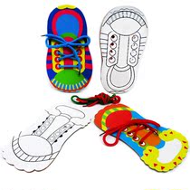 Wearing shoes boards Learn to wear shoes with kindergarten cloth shoes running shoes DIY handmade materials to make children painted and painted toys