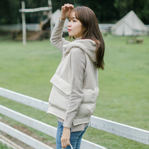 Lamb hair down vest women short 2020 autumn and winter New Korean version of loose hooded vest jacket