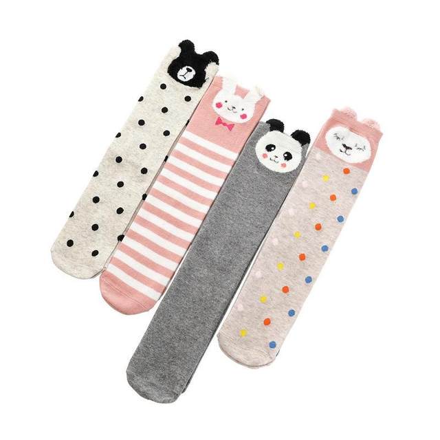 ຖົງຕີນເດັກນ້ອຍບໍລິສຸດຝ້າຍສາມມິຕິລະດັບກາຕູນສູງ socks ເດັກຍິງກາງ calf socks ພາກຮຽນ spring ແລະດູໃບໄມ້ລົ່ນເດັກນ້ອຍງາມ tube ຍາວ socks ເຂົ່າ