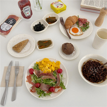 Po-homemade anti-fall ins tableware set instant noodle bowl western dish dish dessert dish salad bowl sauce dish