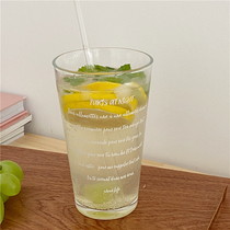 Po-Homemade Han Feng ins French Medieval Retro White Letter Glass Cup Large Capacity Milk Coffee