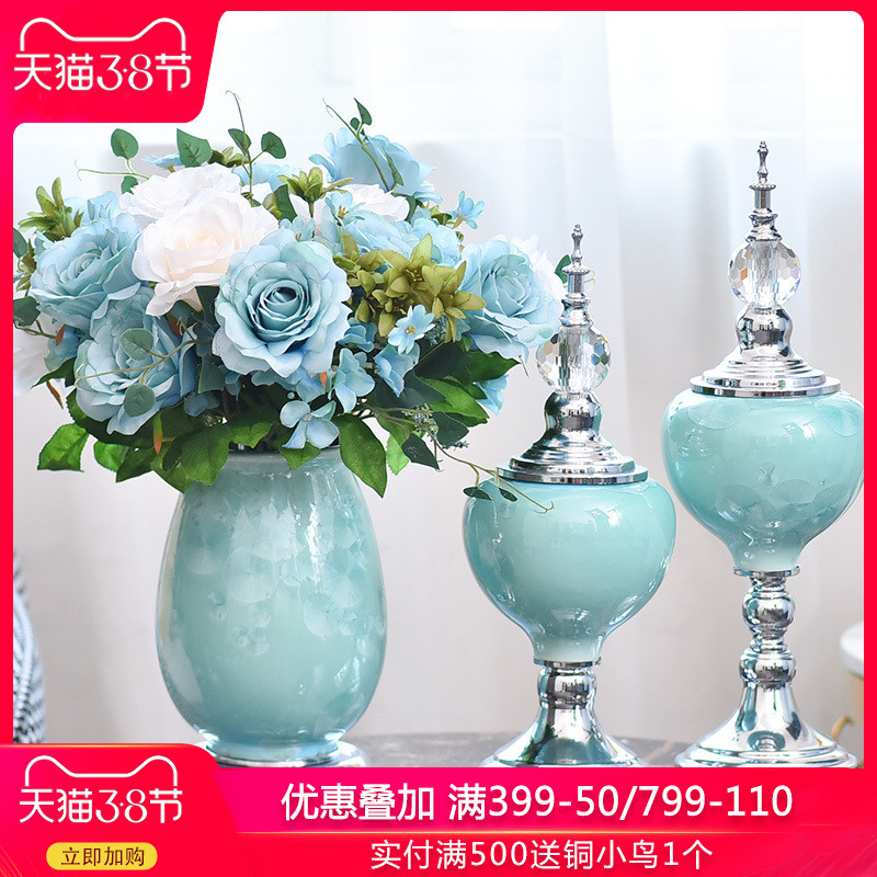 European ceramic vase furnishing articles American living room TV ark, wine home porch soft adornment in the vase