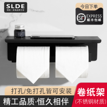 Toilet hotel project double tissue rack creative Nordic waterproof roll paper holder bathroom toilet rack Black