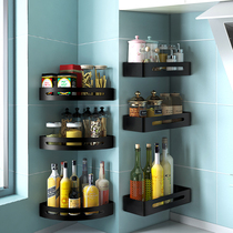 Triangle kitchen shelf non-perforated wall-mounted condiment storage rack corner supplies Household Encyclopedia seasoning rack