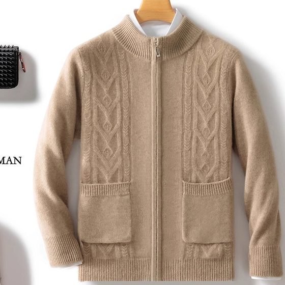 100% Australian cardigan cardigan men's half-high zipper solid color sweater business casual light luxury cashmere knitted base
100% Australian cardigan cardigan men's half-high zipper solid color sweater business casual light luxury cashmere knitted base
