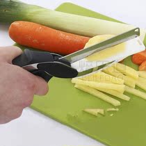 Kitchen multi-function with its own cutting board Cutting scissors Cutting board 2-in-1 kitchen food vegetable salad spring scissors