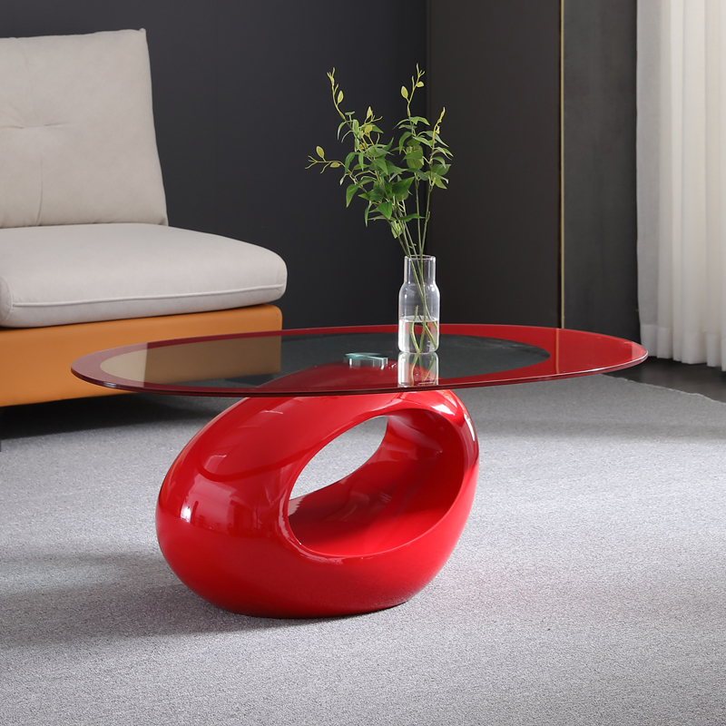 New Home Baking Lacquered Tea Table Minimalist Modern Living Room Creative Net Red Oval Tea Table Terrace Balcony Small Family Style