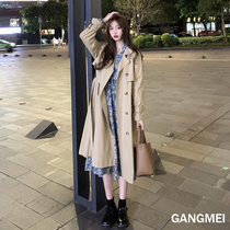Trench coat womens autumn 2021 new long little man over the knee British style temperament goddess Fan fashion coat