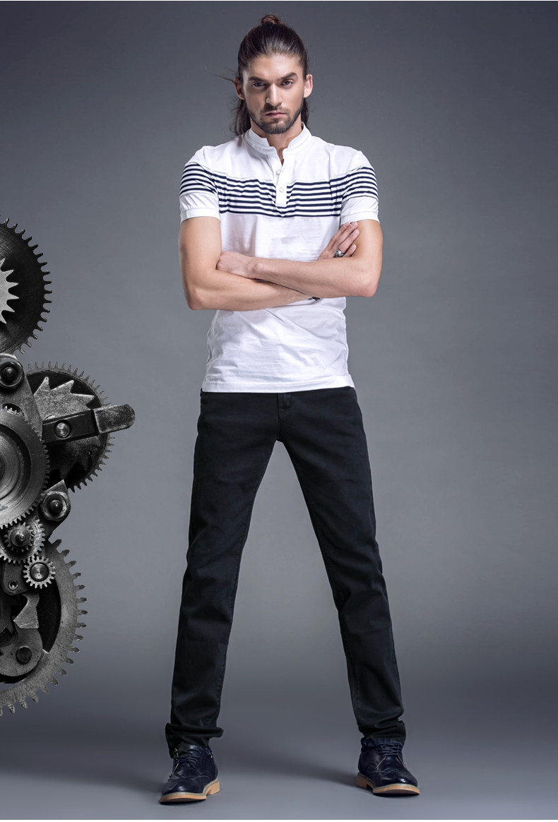 【bs2b/小魔鱼男士牛仔裤2015秋冬黑色弹力直筒商务牛仔裤男321183