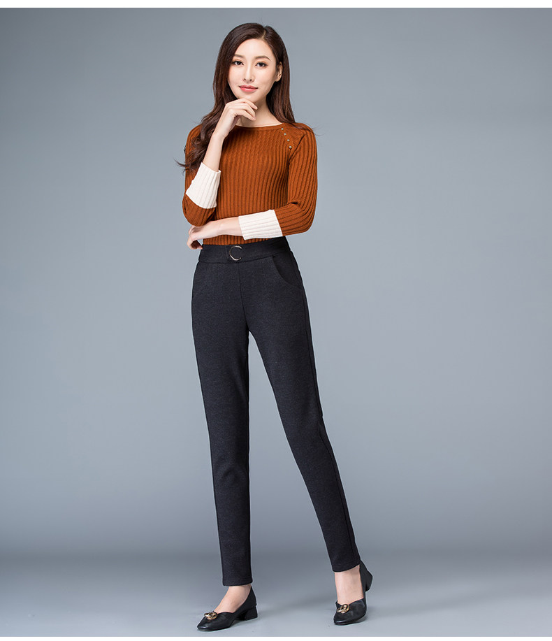 女裤子2017新款秋冬季韩版加绒宽松绒裤西装裤女烟管裤小脚哈伦裤