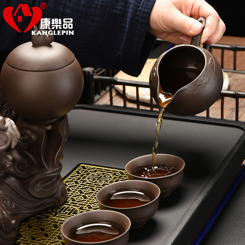 Recreational product creative lazy violet arenaceous kung fu tea set new Chinese ceramic cup teapot mesh simple base