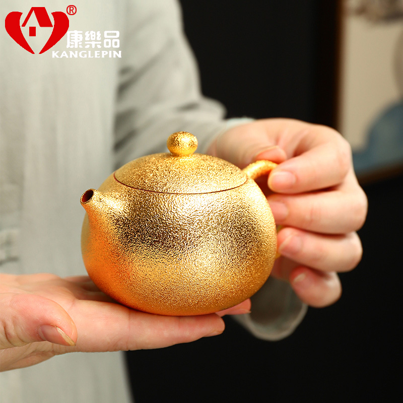 Recreational product small purple sand pot of gold beauty pure manual raw ore gourd ladle kung fu tea cup set household the teapot