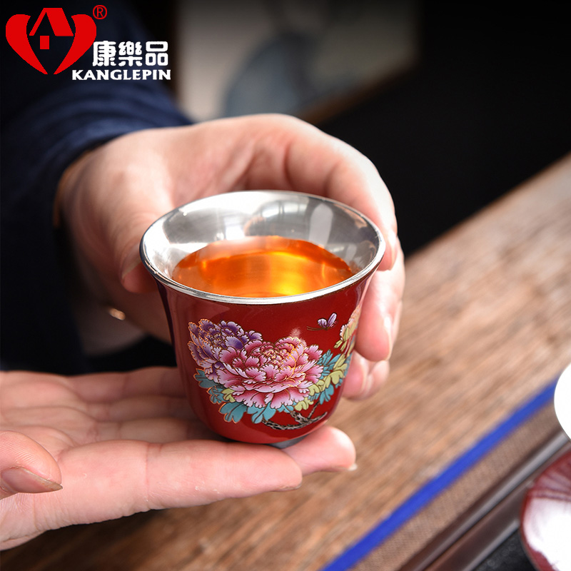 Recreational product high - grade ceramic coppering. As silver tea sets, 999 sterling silver tureen kung fu tea cup tea gift box