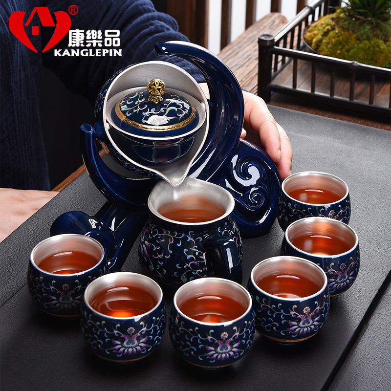 Recreational product automatic kung fu tea set flush pot of tea tasted silver gilding lazy person suits for home sitting room of jingdezhen tea service