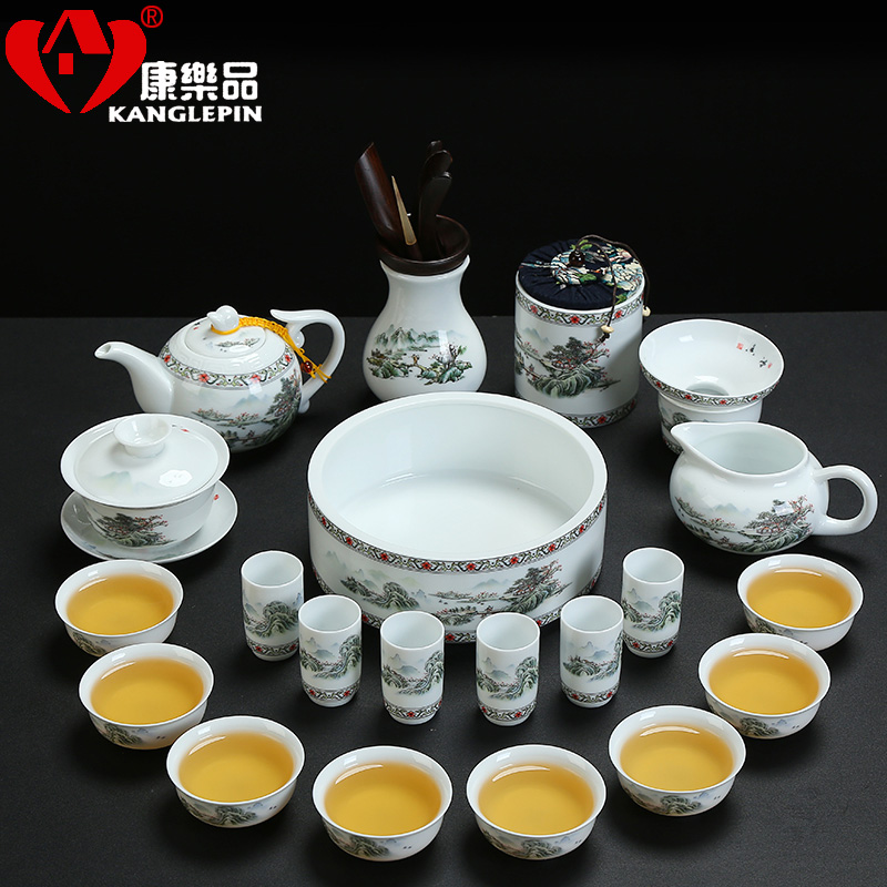 Recreational tea with 26 head pastel khe sanh friends jingdezhen ceramic kung fu tea sets accessories teapot teacup