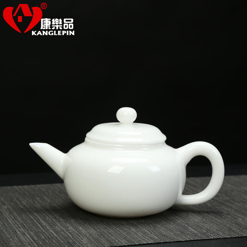 Recreational product white porcelain little shih tzu kung fu tea set large jade pot of dehua porcelain ceramics filter stone pot of single teapot