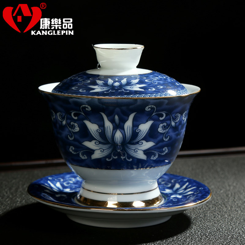 Recreational product office kung fu tea set of blue and white porcelain tea jade porcelain teacup tureen kettle of a complete set of the home