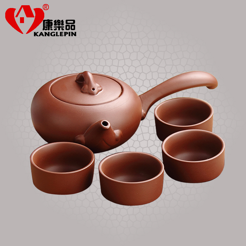 Recreational product yixing purple sand kung fu tea set a pot of four cups of tea set undressed ore shih purple clay teapot