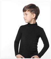 (Full hundred Package Express)(100-150) childrens spring and autumn black and white gray High Collar Cotton Joker base shirt