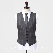 Mens plaid vest summer slim brotherhood groom wedding dress suit horse jacket men 16