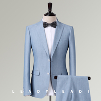 Suit suit mens formal professional uniforms casual suit slim suit slim version groom wedding dress solid color Four Seasons