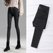 Black jeans womens small feet pants pants spring 2021 new slim Korean version thin tight pencil pants