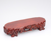 Qiyu stone base solid wood rectangular groove vase bonsai shelf Oval root carving seat pendulum