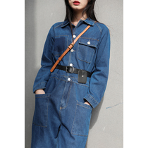 You Alley blue denim jumpsuit women 2021 new autumn and winter retro Korean loose work casual pants