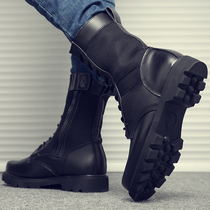 Martin Boots Mens Special Soldiers Combat Boots Genuine Leather High Help Army Hook Shoes Summer Breathable Outdoor Tooling Mens Boots