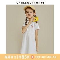 Cotton Uncle Girl Spring and Summer New Polo Skirt Baby Printed Cute Dress Little Girl Short Sleeves