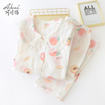 Gauze Moon Clothing Spring and Autumn cotton postpartum maternal breastfeeding feeding pregnant womens pajamas summer thin 10 months summer