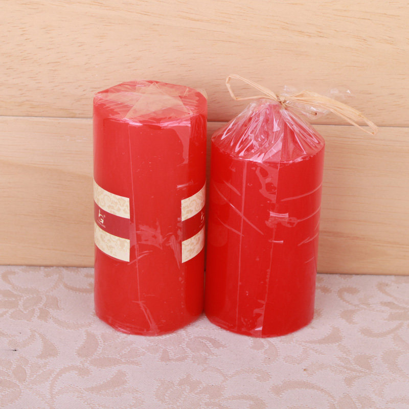 欧式长圆柱蜡烛无烟无味红色白色去味防潮香薰创意婚庆婚礼大蜡烛