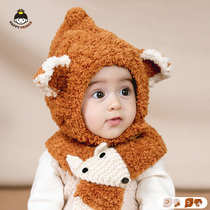 Korean version of the newborn baby handmade elf plush thread knitted hat scarf two-piece suit for men and women baby hats autumn and winter