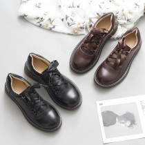 Earl cat college style thick-soled small leather shoes female retro round head student flat womens shoes ulzzang soft sister shoes female