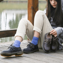 Catch up retro small leather shoes female soft girl college style student flat-bottomed round head Japanese womens shoes Forest department literary shoes female