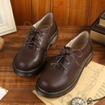 Catch up with the old autumn and spring with Martinson womens shoes low-top college style small leather shoes round head literary retro single shoes Japanese