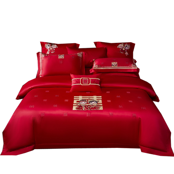 Red Fuji Home Textile Bedding Wedding Dahong Pure Cotton Four-Piece Set Embroidery Kit Festive Wedding Cotton Kit
Red Fuji Home Textile Bedding Wedding Dahong Pure Cotton Four-Piece Set Embroidery Kit Festive Wedding Cotton Kit