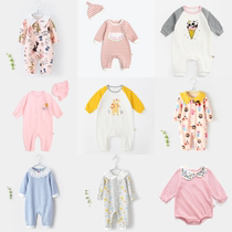 (special offer) baby girl front button floral jumpsuit spring and autumn baby climbing clothes pajamas