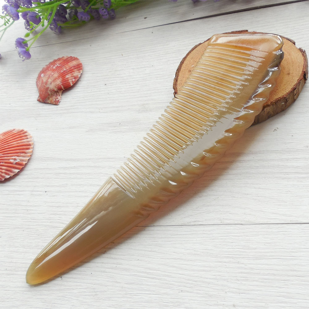 纯手工天然白水牛角梳 正宗白水牛角梳子 生发天然水牛角梳_爱酷商城(