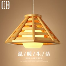 Creative Japanese log chandelier Chinese dining room lamp living room lamp bar bar solid wood LED lamp tatami lamp