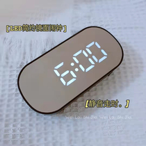 ins brief black and white mirror LED muted alarm clock Dormitory Bedside Battery Plug-in Dual-use Temperature Calendar Electronic Clock