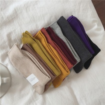 muzi 2021 autumn concave good matching solid color pile socks ~ multi color into men and women wear short socks