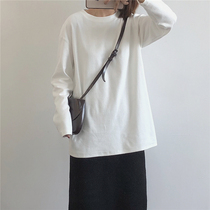 muzi 2021 autumn custom polished thick long sleeve T-shirt joker loose cotton long base shirt female