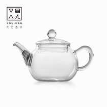 Teapot glass thickened heat-resistant small single tea set household high temperature resistant Japanese filter single pot can be heated to make tea