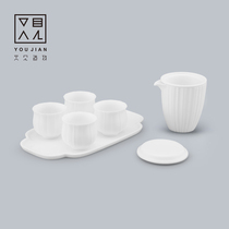 See also creation Dehua white porcelain tea set Household Kung Fu tea set Simple office tea pot Tea cup set