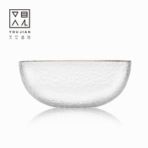 Glass tea wash large household Japanese Kung Fu tea accessories Pen wash large Zen water bowl Tea ceremony wash tea cup basin
