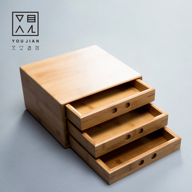 The creation of three And the layers of pu - erh tea tray box points reward to serve tea to the open bamboo tea tray tea accessories package mail box