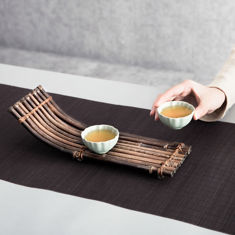 And creation of bamboo mat bamboo raft pot cup mat creative insulation prevent hot bamboo kung fu tea set the cup pad accessories with zero