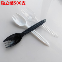 Disposable thickened fork spoon cake fork fruit fork dual-purpose fork spoon one mousse fork spoon dessert salad spoon
