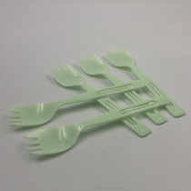 Disposable with toothpick fork spoon light green fork spoon one take-out package with rice spoon fruit fork spoon